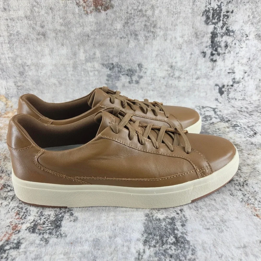 Kizik Vegas Hands Free Slip On Shoes Mens 11 Walnut Brown Leather Sneakers A5FC